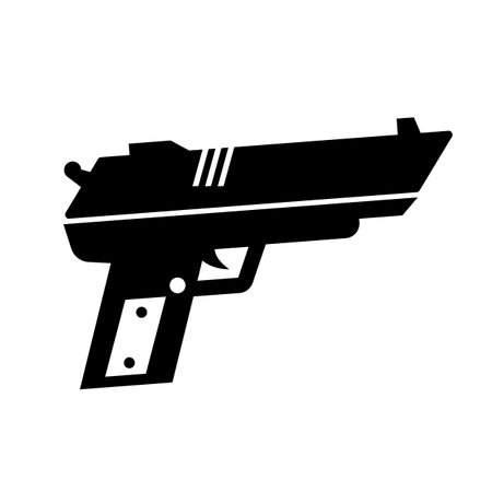 Modern gun silhouette icon. Handgun. Weapon of fire. Editable vector.のイラスト素材