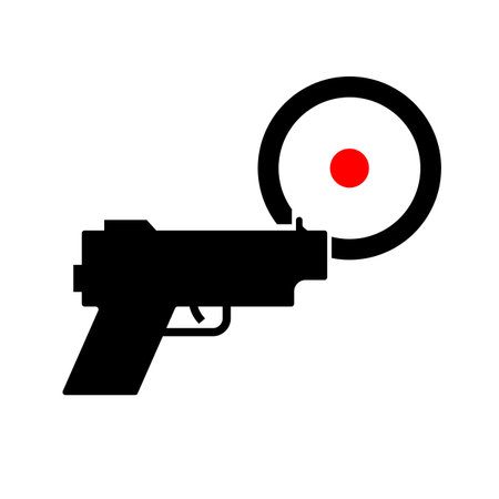 Gun icon and target icon. Editable vector.のイラスト素材
