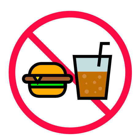 Fast food prohibited. Diet. Dietary restriction. Editable vector.のイラスト素材
