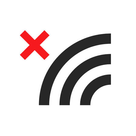 Prohibits the use of radio waves and Wi-Fi. Internet communication restrictions. Editable vector.のイラスト素材
