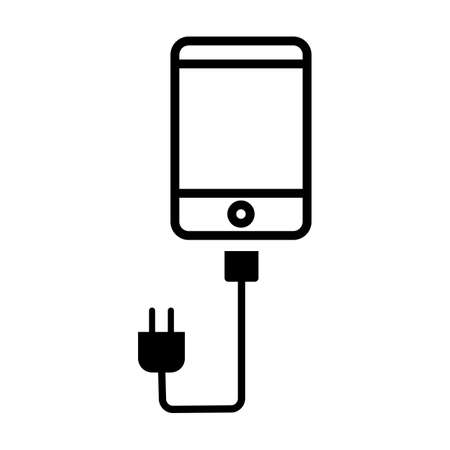 Smartphone charging. Cell phone and charger. Editable vector.のイラスト素材