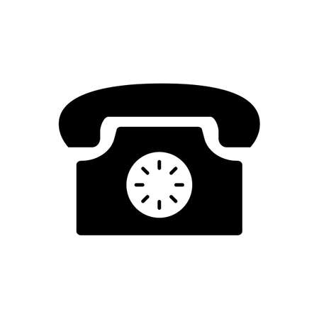 Rotary dial phone silhouette icon. Editable vector.のイラスト素材