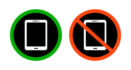 Cell phone usage restriction icon set. Editable vector.のイラスト素材