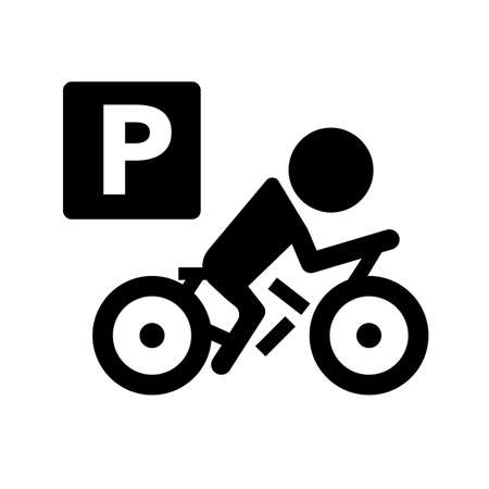 Bicycle pedaling and bicycle parking silhouette icon. Editable vector.のイラスト素材