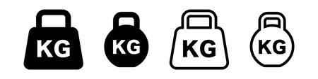 Kilogram weight icon set. kg set. Workout and weight training. Editable vector.のイラスト素材