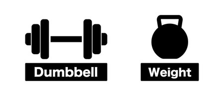 Dumbbell and weight icon set. Muscle training icon set. Editable vector.のイラスト素材