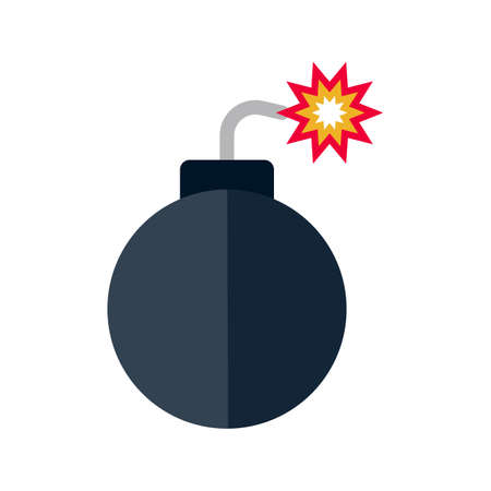 Modern bomb icon and igniting fire and sparks. Editable vector.のイラスト素材