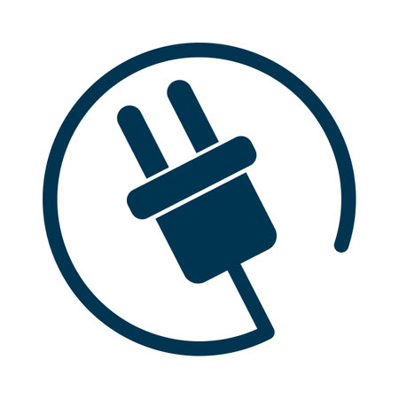 Rounded cord and outlet. Charging plug. Editable vector.