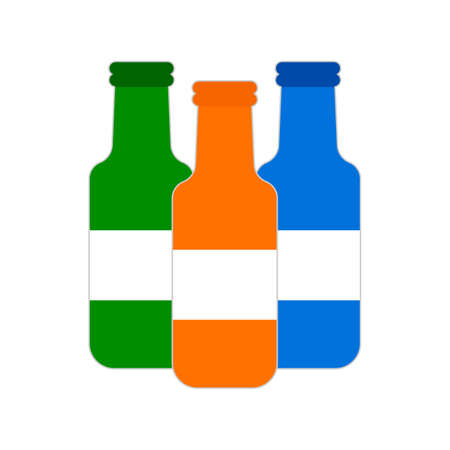 Three colorful bottle icons. Editable vector.のイラスト素材