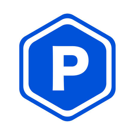 Hexagonal parking sign. Parking sign for parking lot, bicycle parking, and motorcycle. Editable...