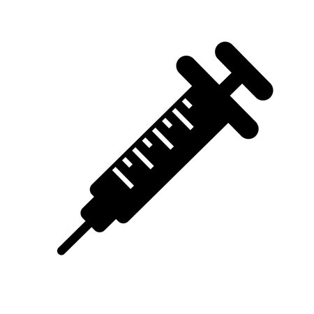 Syringe silhouette icon. Prophylactic and medical injection. Editable vector.のイラスト素材