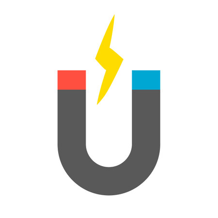 Magnet and electric icon. Magnetism. Editable vector.のイラスト素材