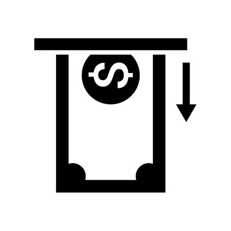 Withdrawal of dollar bills from ATM. Editable vector.のイラスト素材