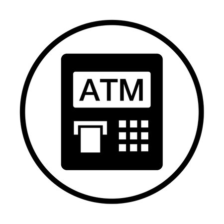 Round ATM icon. Bank ATM. Editable vector.のイラスト素材