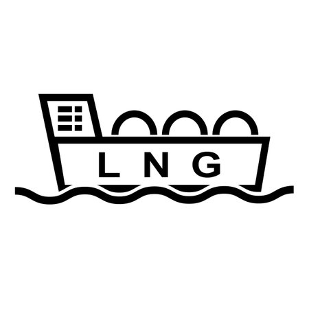 LNG tanker icon on the sea. Editable vector.のイラスト素材