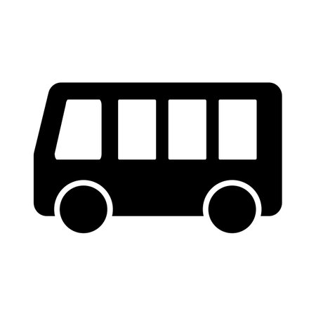 Medium size bus silhouette icon. School bus. Editable vector.のイラスト素材