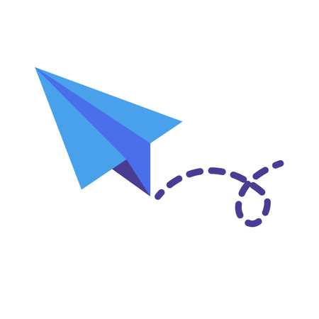 Flat design blue paper airplane icon. Sending email. Editable vector.のイラスト素材