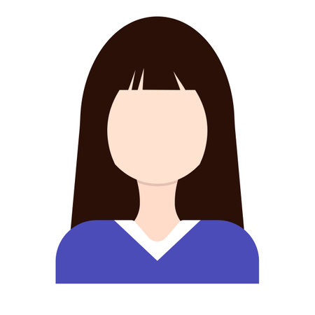 Female icon dressed in purple. Editable vector.のイラスト素材