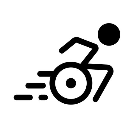 Moving in a wheelchair pictogram icon. Editable vector.のイラスト素材