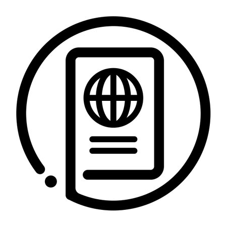 Round passport icon. International travel proof. Editable vector.のイラスト素材