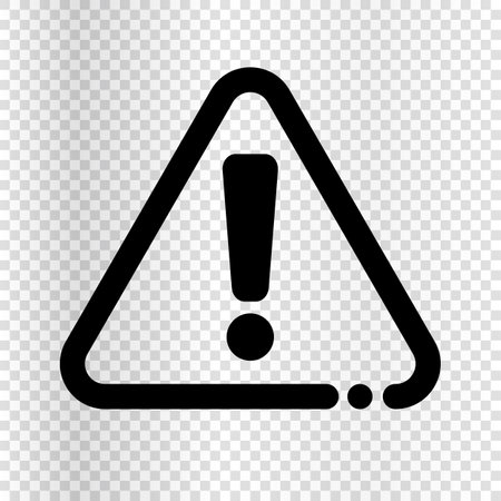 Caution mark isolated on transparent background. Warning symbol and hazard indication. Editable vector.のイラスト素材