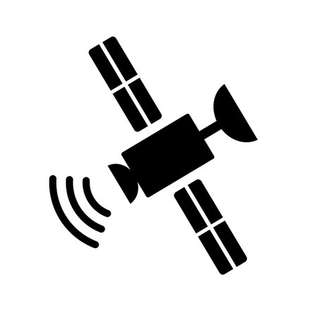 Satellite and radio wave silhouette icon. Editable vector.のイラスト素材