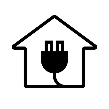 Building and outlet icons. Charging icon. Editable vector.のイラスト素材