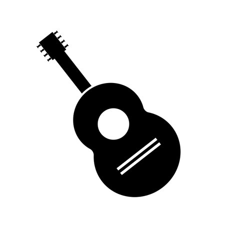 Acoustic guitar silhouette icon. Music. Editable vector.のイラスト素材