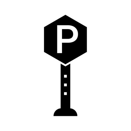 Parking lot sign and pole silhouette icon. Parking lot. Editable vector.のイラスト素材