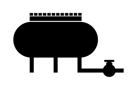 Propane gas tank and pipeline silhouette icon. Editable vector.のイラスト素材