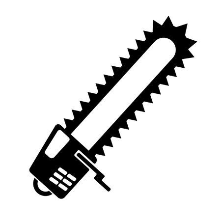 Chainsaw silhouette icon. Cutting tool. Editable vector.のイラスト素材