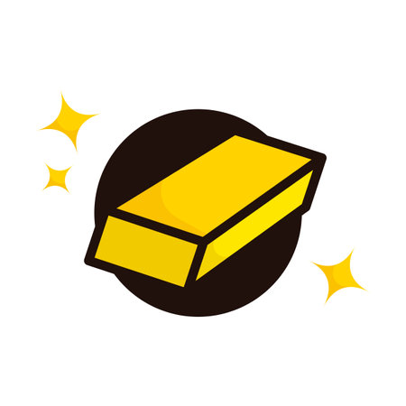 Gold ingot and glitter mark icon. Editable vector.のイラスト素材