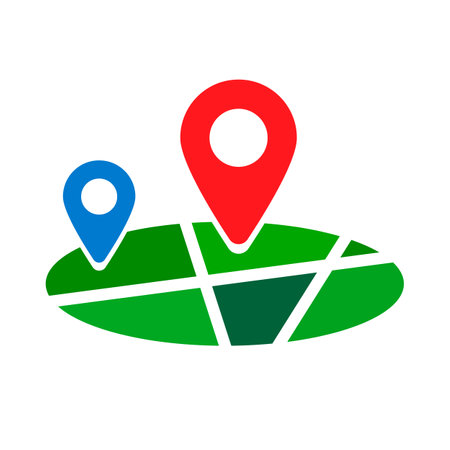 Flat design city and map pin icons. Editable vector.のイラスト素材