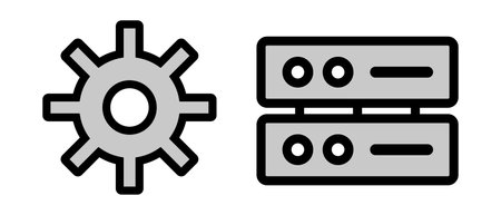 Gear and server icon set. System settings. Editable vectors.のイラスト素材