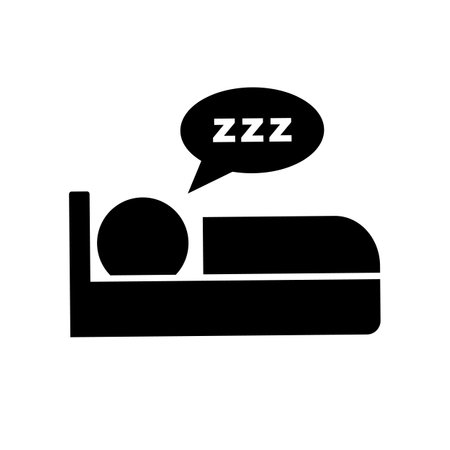 People sleeping in bed and zzz speech bubble silhouette icon. Editable vector.のイラスト素材