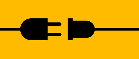 Yellow background and electrical outlets. Vector.