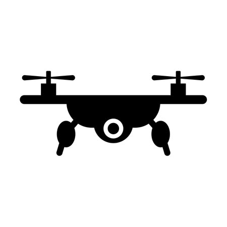 Drone silhouette icon in flight. Editable vector.のイラスト素材