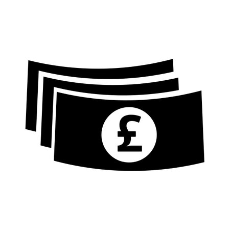 Pound sterling bills silhouette. Banknotes of the United Kingdom. Money. Editable vector.のイラスト素材