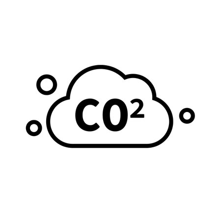 CO2 emission icon. Carbon dioxide. Editable vector.のイラスト素材