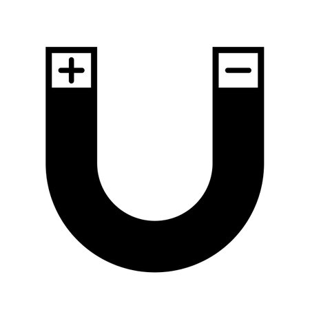 Magnet icon with plus and minus mark. Editable vector.のイラスト素材