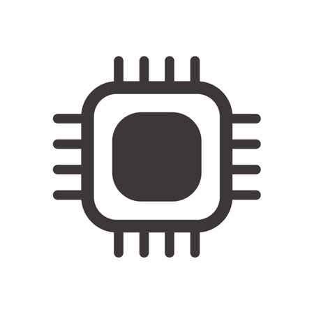Semiconductor microchip. cpu chip. Editable vector.