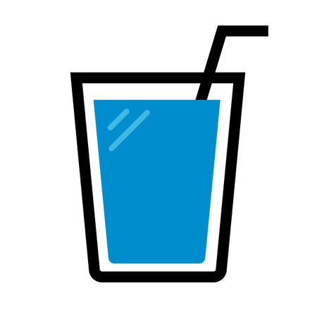 Soda icon with drinking straw. Editable vector.のイラスト素材