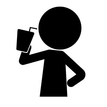 Person drinking a drink silhouette icon. Editable vector.のイラスト素材
