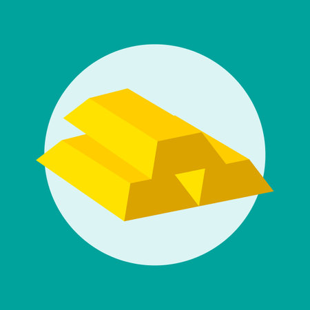 Gold ingot icon isolated on green background. Editable vector.のイラスト素材