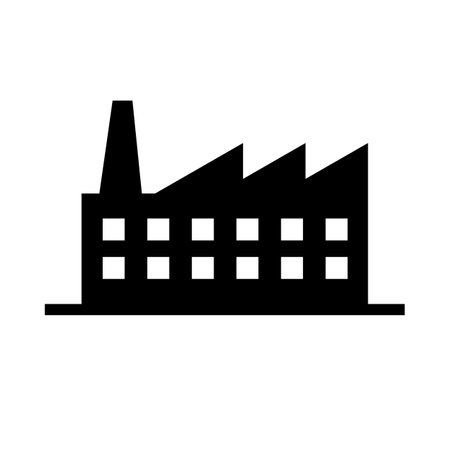 Factory silhouette icon. Manufacturing and production facility. Editable vector.のイラスト素材