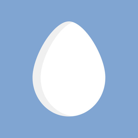 White egg icon in flat design isolated on blue background. Protein. Editable vector.のイラスト素材