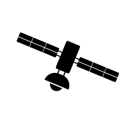 Space artificial satellite silhouette icon. Editable vector.のイラスト素材