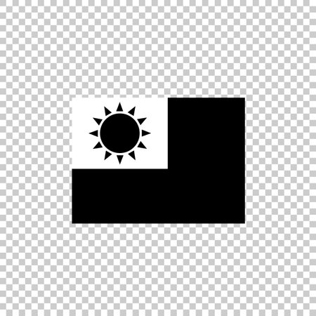 Silhouette of Taiwanese flag isolated on transparent background. Editable vector.のイラスト素材