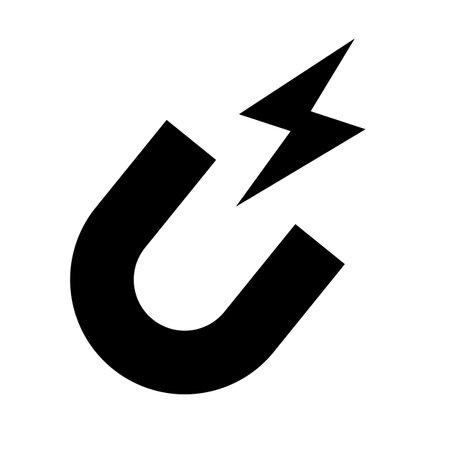 Electricity silhouette icon of magnet and magnetic force. Editable vector.のイラスト素材