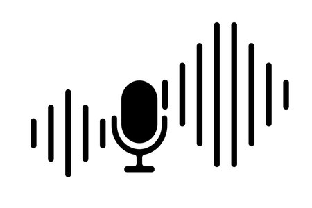 Microphone and soundwave icons. Music acoustics and volume. Editable vector.のイラスト素材